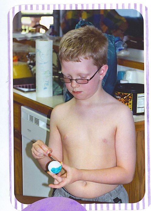 One of many egg-dyeing moments with Reed.