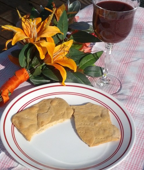 homemade bread and grape juice for Easter