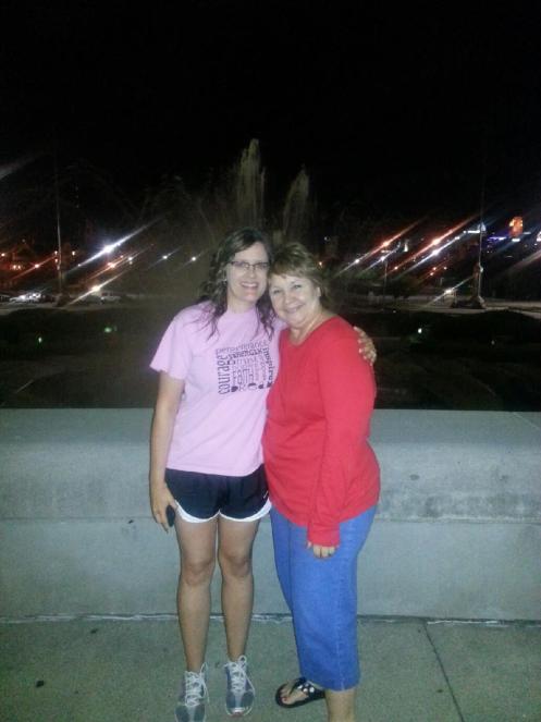 Miss E and I waiting for my train to arrive