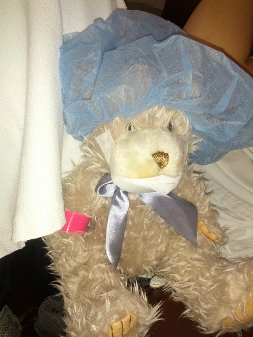 Post-surgery:  Okay,  so this is not my actual child.  She was pretty miserable so I would not take that picture - EVER!  