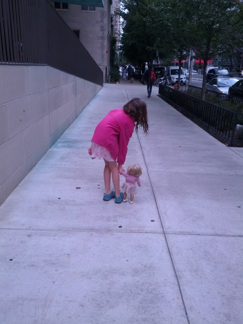 I drew the line at bringing the stroller this time, but trust me walking like this takes a long time by any definition.