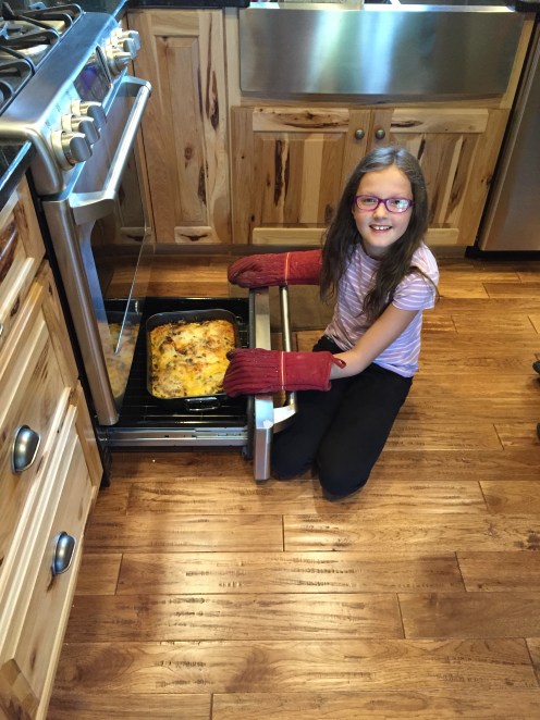 Sal kept her casserole warm until the rest of the family came home.