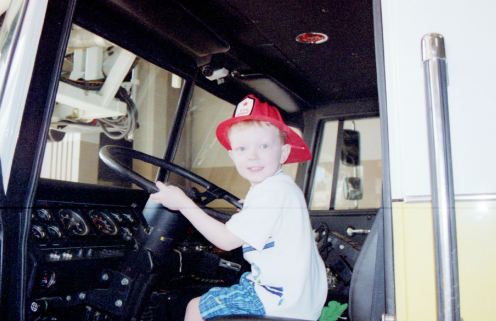 Our town's fire department is pretty hospitable too! Reed was the first young man to have his birthday party at the Fire Hall.